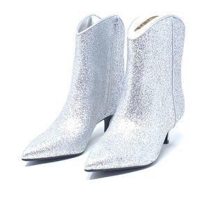 On 34th Aatirap Silver Glitter Pointed Toe Ankle Booties Size 5M